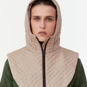 UNU Hooded  Beige Quilted Waterproof Balaclava Hat NWT